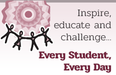 Inspire, educate and challenge, Every Student, Every Day mission logo