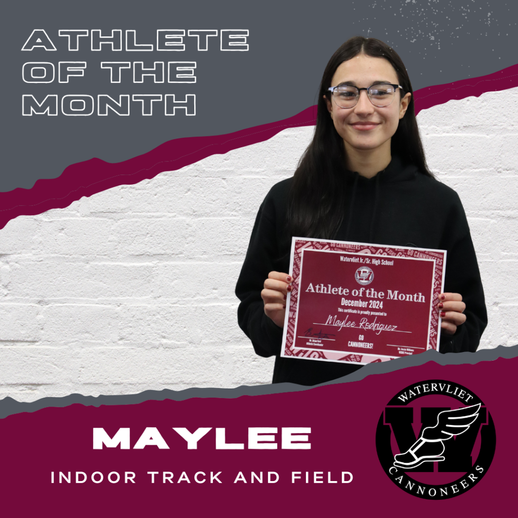 Indoor Track and Field athlete of the month for December holds a certificate 